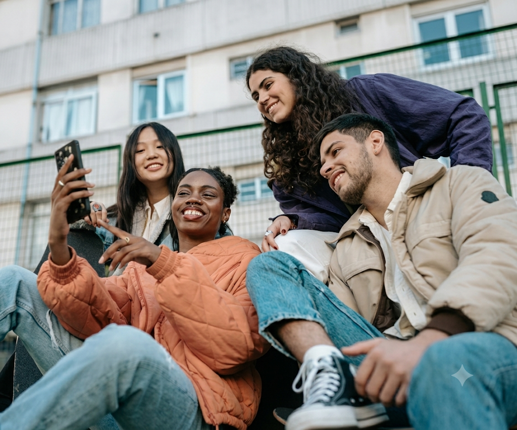Jeune étudiante utilisant son smartphone